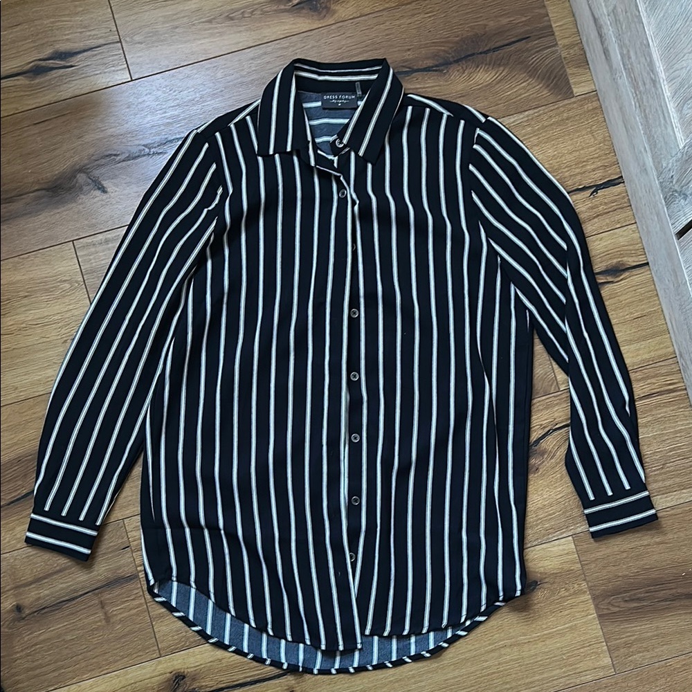 Dress Forum Black and White Striped Blouse